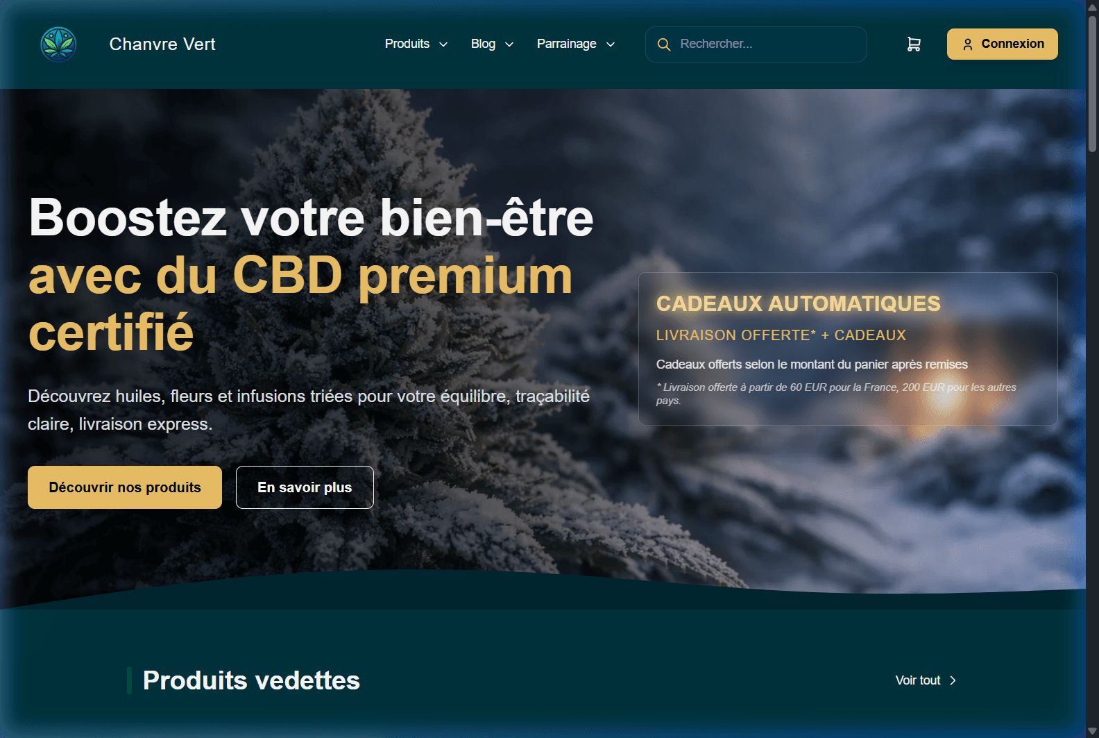Site réalisé par Opale Acquisition : Chanvre Vert, e-commerce
